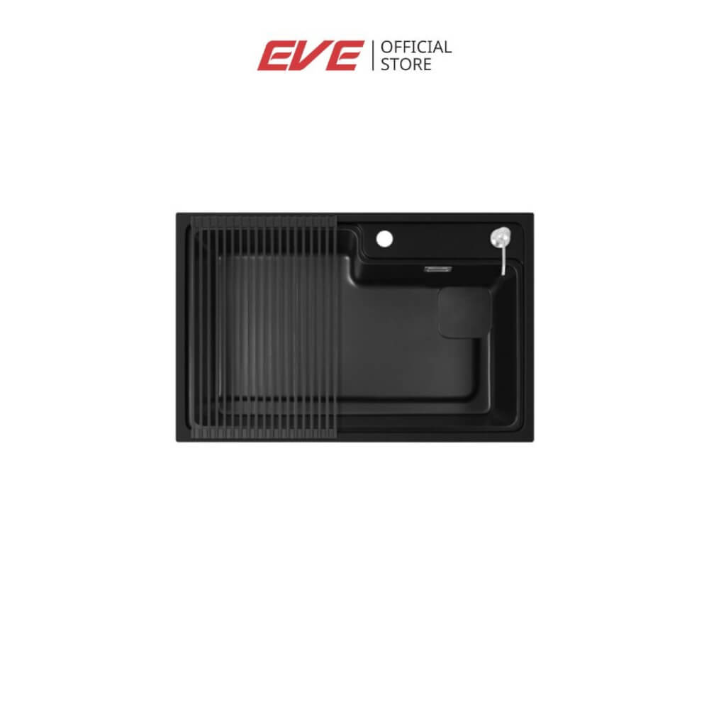 อ่างล้างจานหินแกรนิต 1 หลุม EVE PHILIP 800/520 BLACK ขนาด 80 ซม. สีดำ
